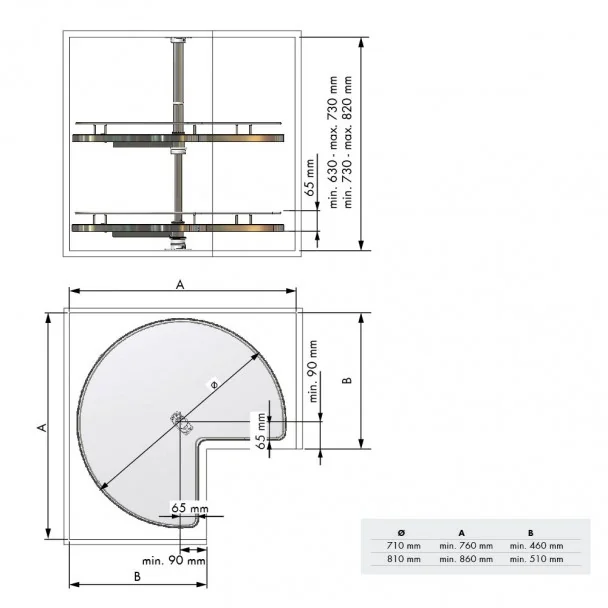 Tourne-Disque De 270 ° Type De Meuble D'Angle De Cuisine En Ligne Compact