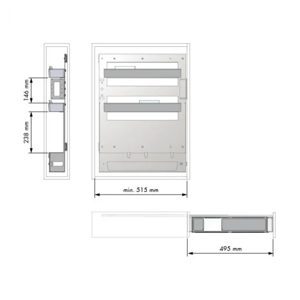 Casier à bouteilles extractible 3 hauteurs semi-fermé Nova Flat latéral