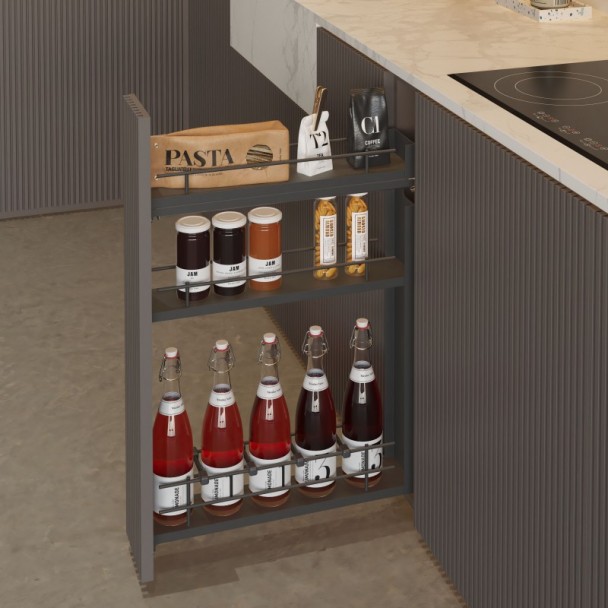 Casier à bouteilles extractible 3 hauteurs anthracite Compact latéral