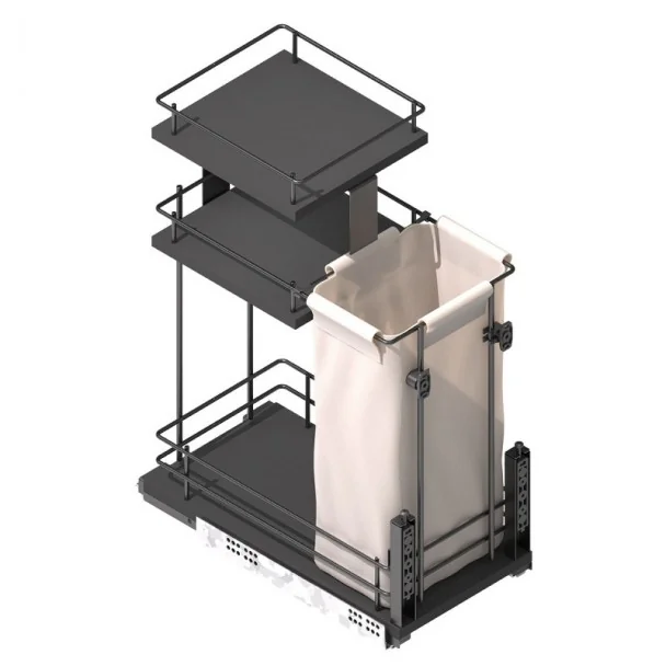Casier à bouteilles et à pain Anthracite 3 Niveaux Compact pour Cuisine