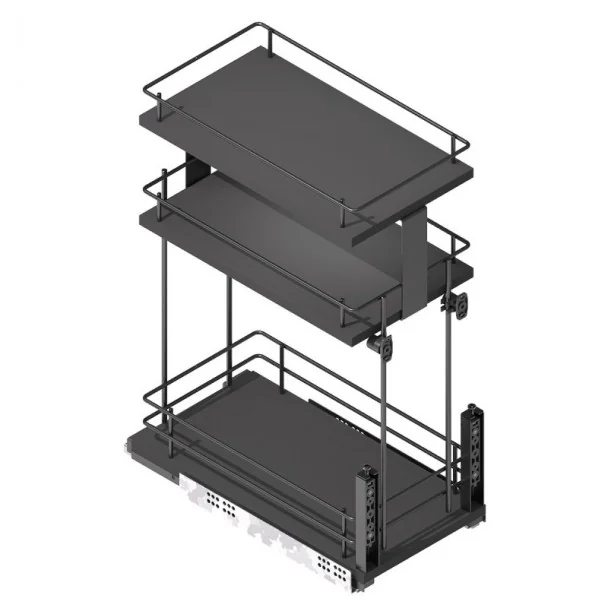 Porte-bouteilles 3 Niveaux Extractible Anthracite Compact pour Cuisine