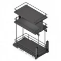 Porte-bouteilles 3 Niveaux Extractible Anthracite Compact pour Cuisine
