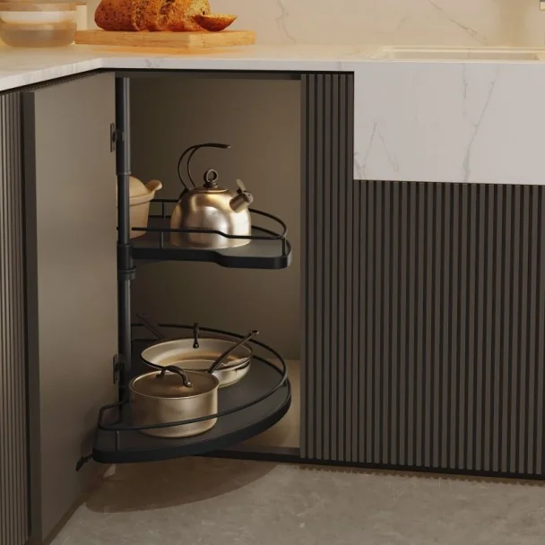 Plateau Semi-circulaire 180º Anthracite Compact | Menage Confort