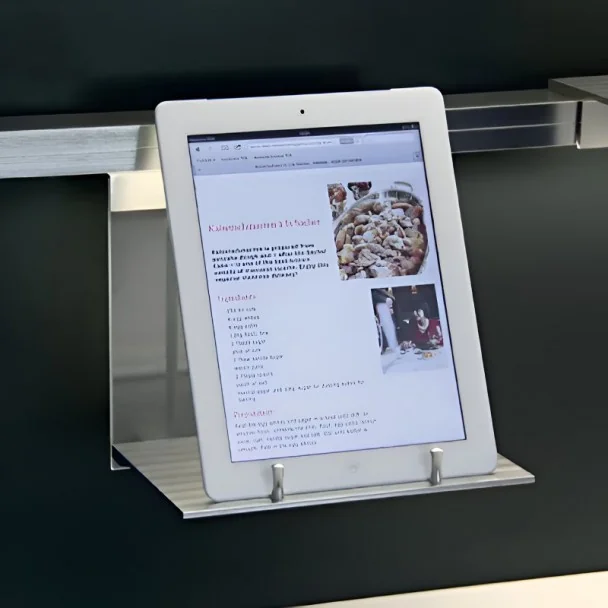 Porte-tablette en aluminium et verre