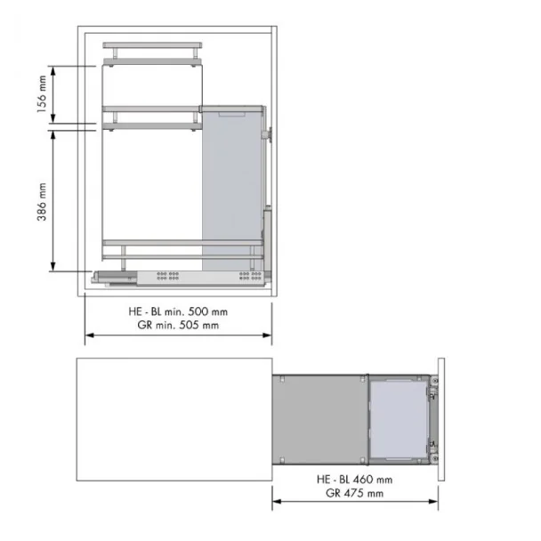 Support à Bouteilles et Pain Amovible 3 Hauteurs Flat Anthracite