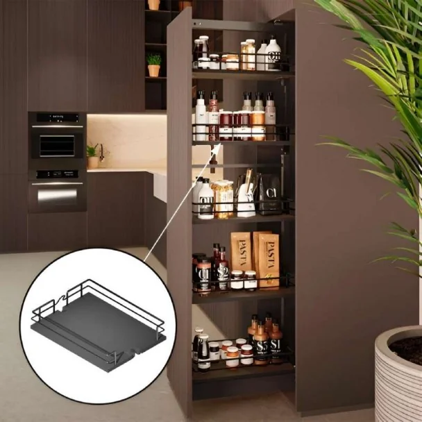 Panier pour Colonne Extractible Anthracite Compact | Menage Confort