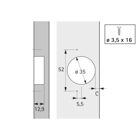 Charnière Spéciale 95° ET 582 | Hettich 72134