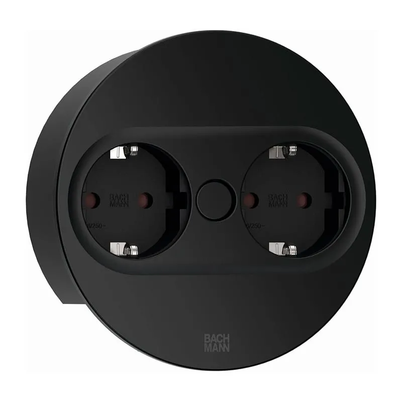 Prise Encastrable TWIST 2 Ronde Noire | Bachmann 946104