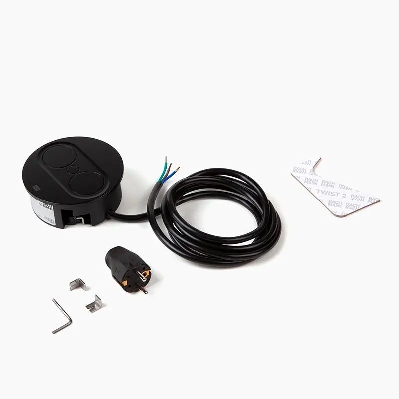 Prise Encastrable TWIST 2 Ronde Noire | Bachmann 946104