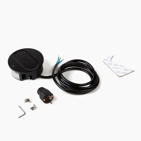 Prise Encastrable TWIST 2 Ronde Noire | Bachmann 946104