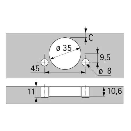 Charnière 95º Superposée Intermat W90 | Hettich 9043555