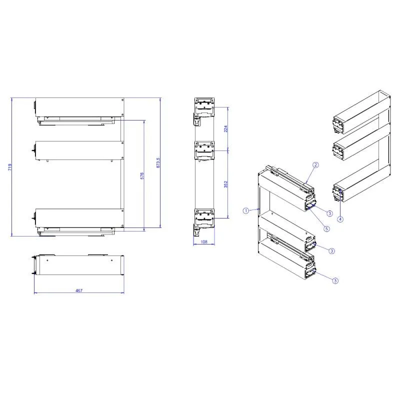 Range-bouteilles Coulissant 3 Niveaux Guides Grass Nova Pro | Vibo