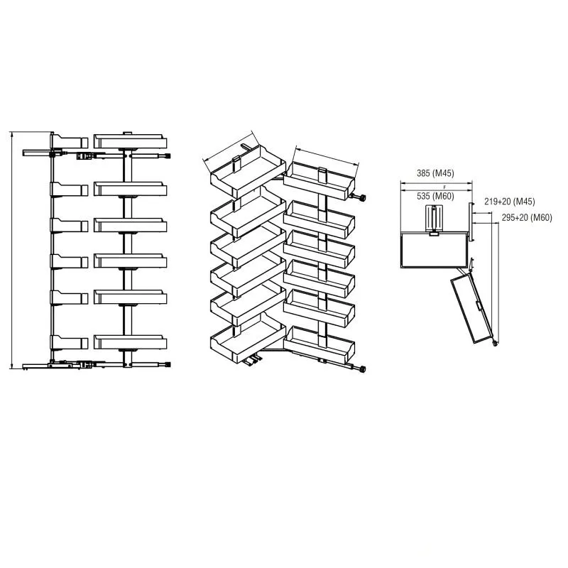 Kit Colonne Garde-Manger Extractible Duo Feuille | Vibo EDCI4512M2LGM