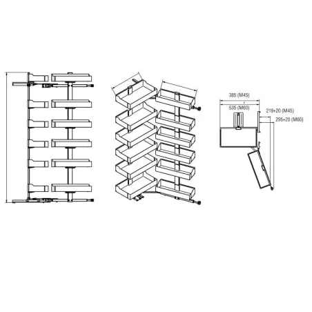 Kit Colonne Garde-Manger Extractible Duo Feuille | Vibo EDCI4512M2LGM