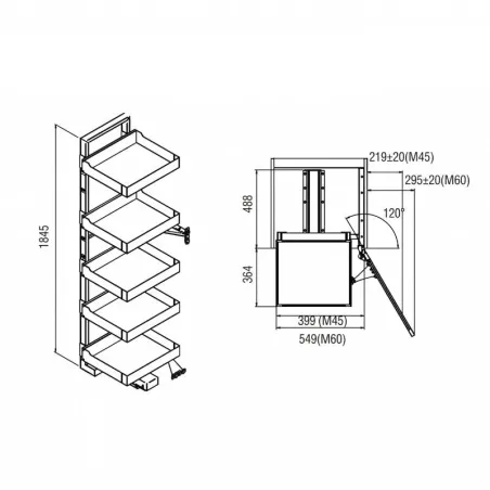 Kit Colonne Extractible Maxi Lamina pour Cuisine | Vibo CEM45M5LGM