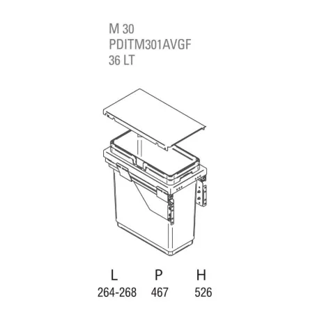 Seau de Recyclage Déchets Globe Anthracite | Vibo PGTM301RFGVGF