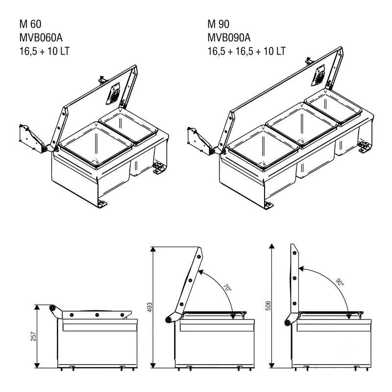 Poubelle de recyclage MoveBin anthracite pour meuble bas de cuisine
