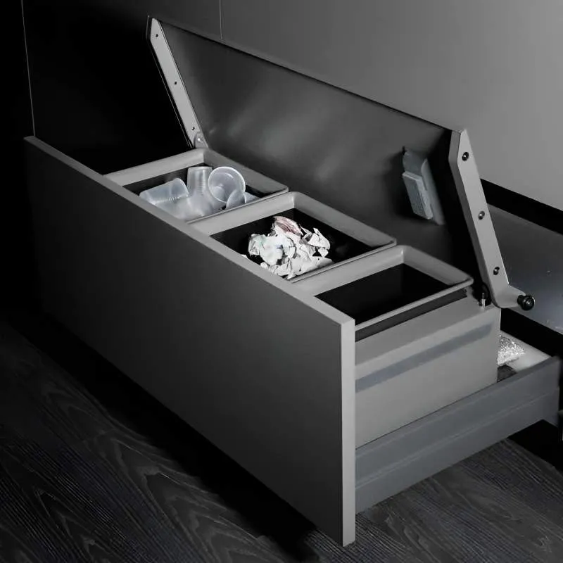 Poubelle de recyclage MoveBin anthracite pour meuble bas de cuisine