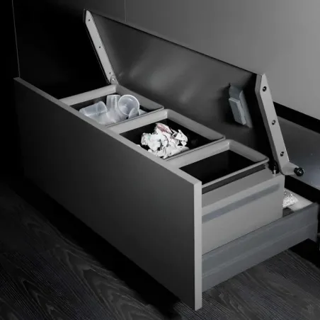 Poubelle de recyclage MoveBin anthracite pour meuble bas de cuisine