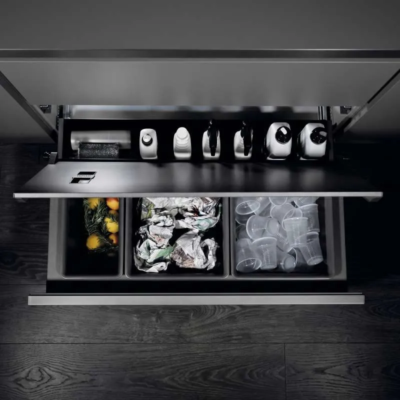 Poubelle de recyclage MoveBin anthracite pour meuble bas de cuisine
