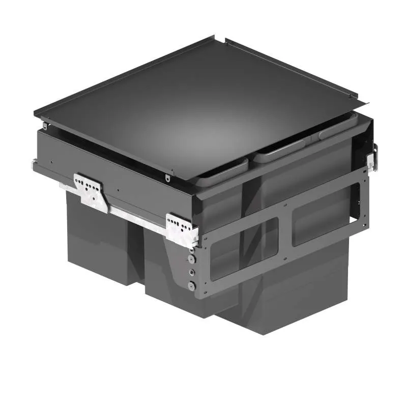 Poubelles Recyclage 2x24 + 2x8L avec Système de Guides pour Cuisine