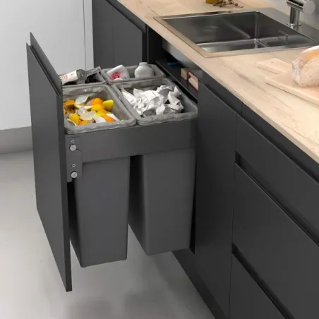 Bacs de Recyclage des Déchets 2 x 35 + 2 x 8 litres pour Meuble de Cuisine