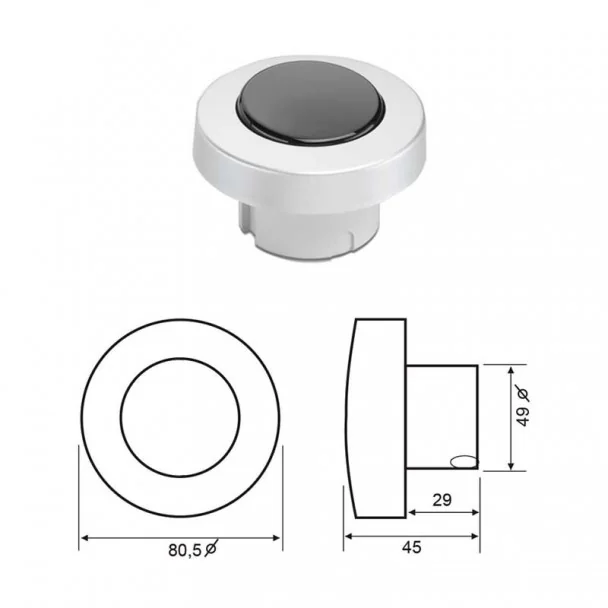 Commutateur Rondo Finition en Aluminium et Noir