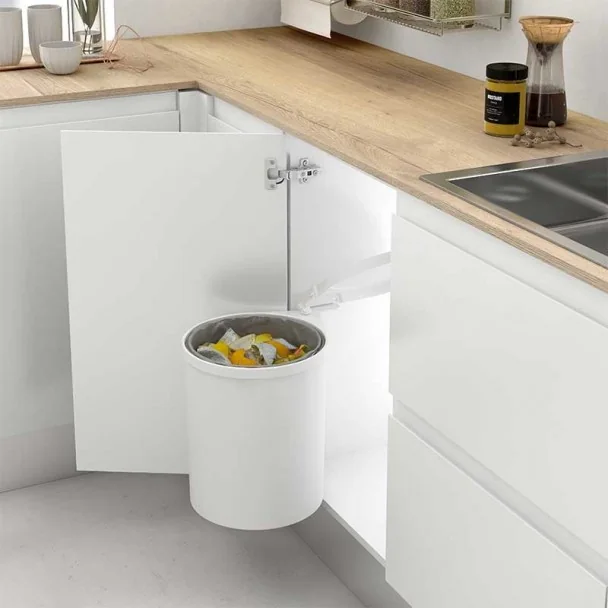 Cube Corbeille Ronde Blanche 13 L