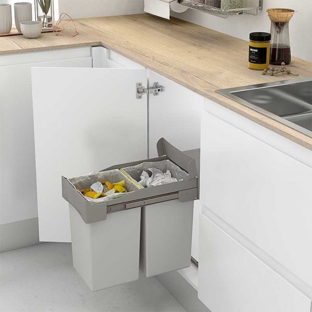 Cube Corbeille Eco-Friendly Rectangulaire 14 + 14 L