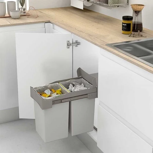 Cube Corbeille Eco-Friendly Rectangulaire 14 + 14 L
