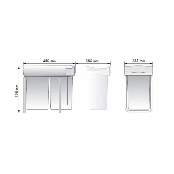 Cube Corbeille Eco-Friendly Rectangulaire 14 + 14 L