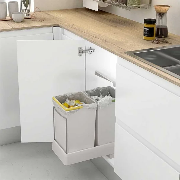 Cube Corbeille Eco-Friendly Rectangulaire 14 + 14 L Auto