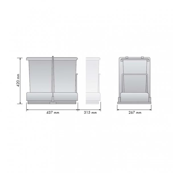 Cube Corbeille Eco-Friendly Rectangulaire Inox 14 + 14 L Auto