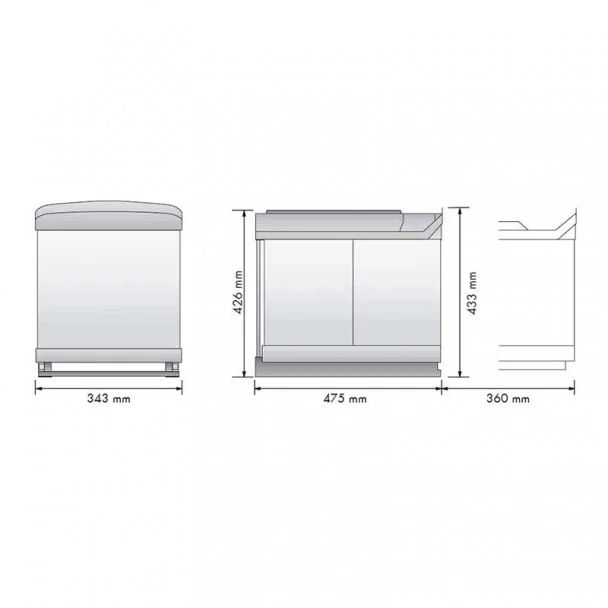 Cubes Poubelle Verte En Acier Inoxydable 21 + 21 L