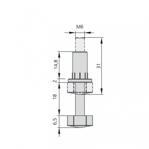 Pied Niveleur unité de Base Hexagonale Écrou M6