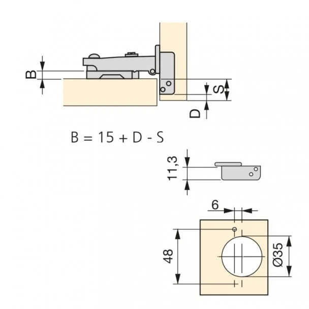 Charnière 100º avec Frein et Excentrique Emuca X91 (2 pcs)