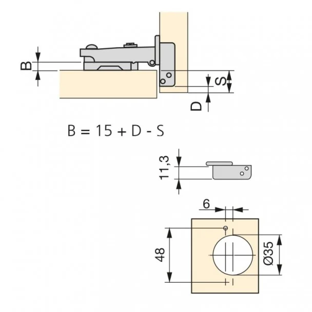 Charnière 100° avec Excentrique Emuca X91N (2 pcs)