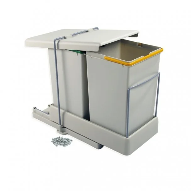 Poubelle Cuisine 14 + 14 L Extraction et Couvercle Automatique