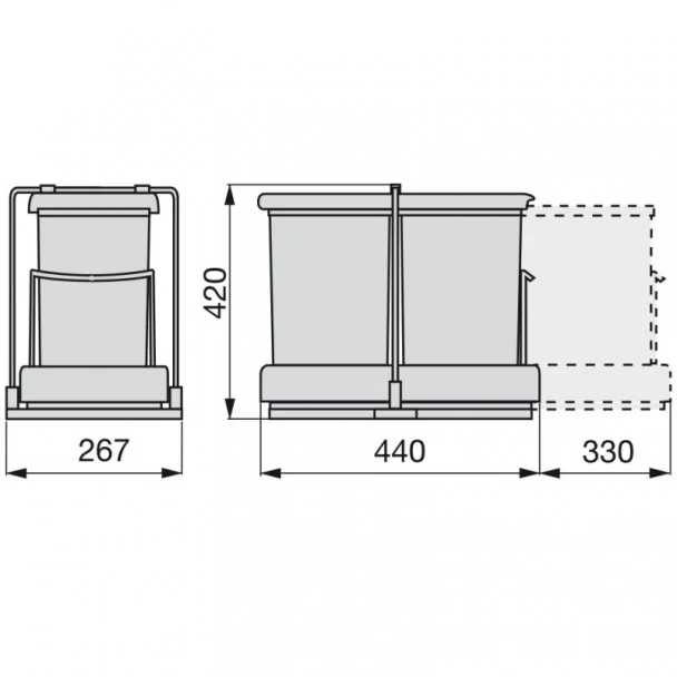 Poubelle Cuisine 14 + 14 L Extraction et Couvercle Automatique