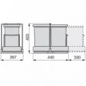 Poubelle Cuisine 14 + 14 L Extraction et Couvercle Automatique