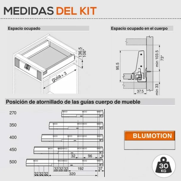 Tiroir Blanc 30 kg Tandembox Antaro M pour la cuisine