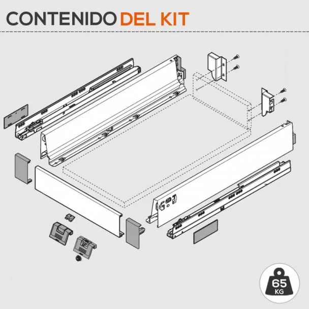 Tiroir Blanc 65 kg Tandembox Antaro M pour la cuisine