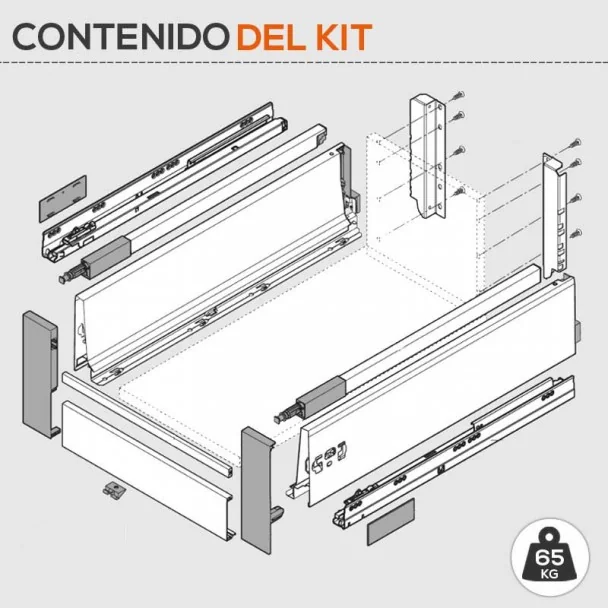 Bloc-Tiroir Intérieur Blanc 65 kg Tandembox Antaro D pour Cuisine