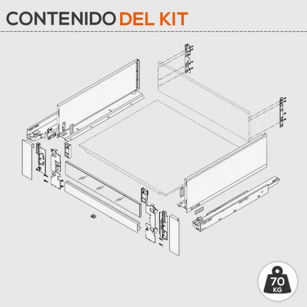 Cacerolero Gris Intérieur de 70 kg de Verre Avant Legrabox Pur C