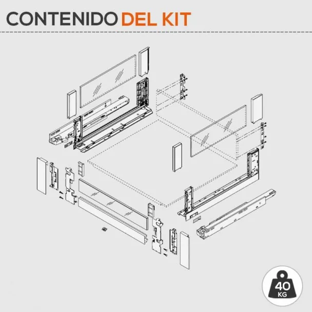Cacerolero Gris Intérieur de 40 kg de Verre Avant Legrabox Libre C