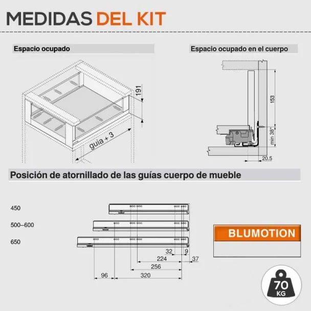 Cacerolero Gris Intérieur de 70 kg de Verre Avant Legrabox Libre C