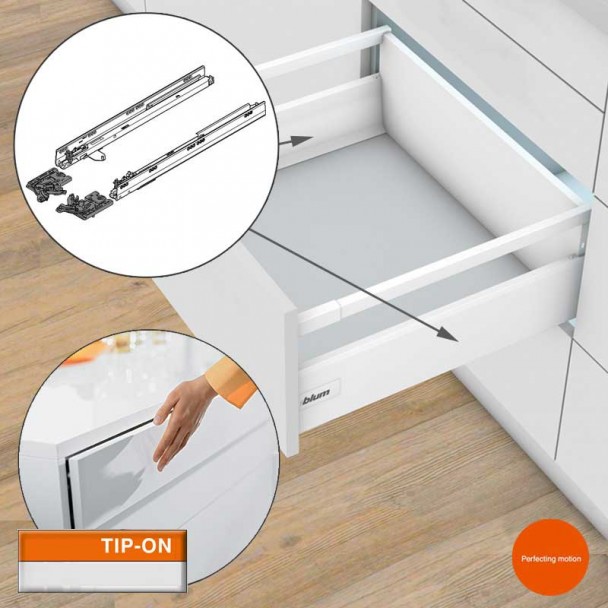 Guides de 50 kg TIP-on pour les Tiroirs et les blocs-tiroirs Tandembox Antaro