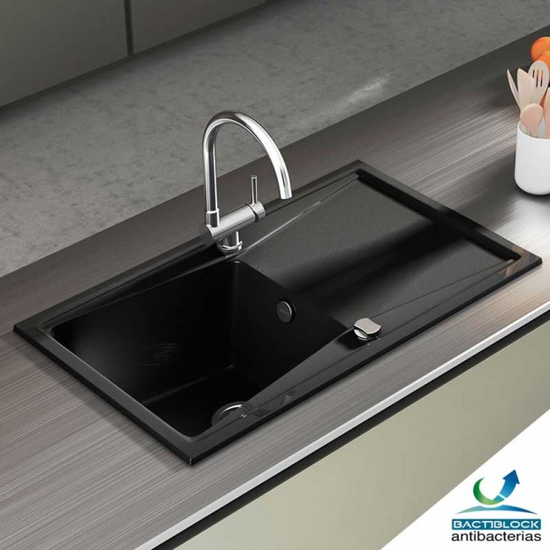 Évier Synthétique 1 Poitrine avec Égouttoir Poalgi KUMA 303