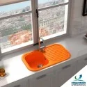 Évier Synthétique 1 Poitrine avec Égouttoir Poalgi 121 CORAIL