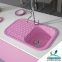 Évier Synthétique 1 Poitrine avec Égouttoir Poalgi 121 CORAIL
